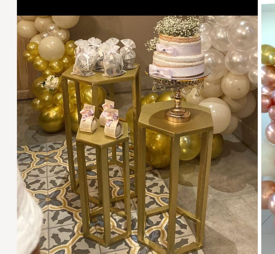 Mesa hexagonal para alquiler en eventos
