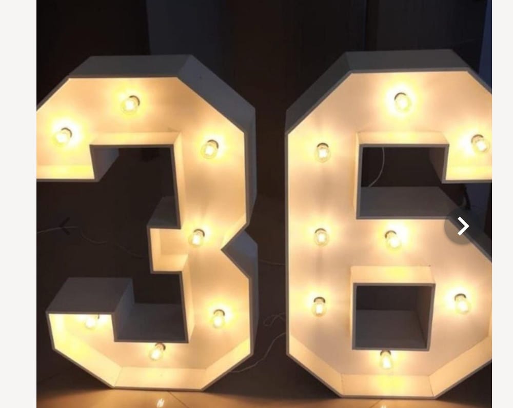 Números luminosos 1 m para alquiler en eventos